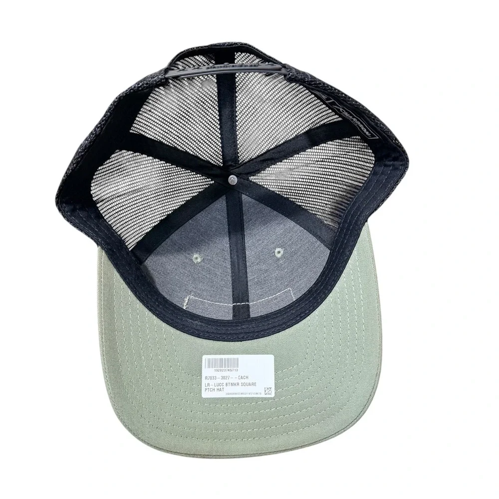 Lucchese Mens Trucker Hat Richardson 112 Leather Patch Sage Green Mesh Snapback
